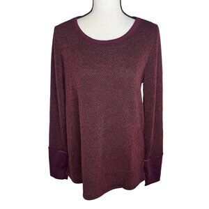 BiBi Women’s Extra Large Knit Oversized Burgandy Long Sleeve Top